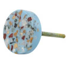 Turquoise Terrazzo Marble Round Cabinet Knobs
